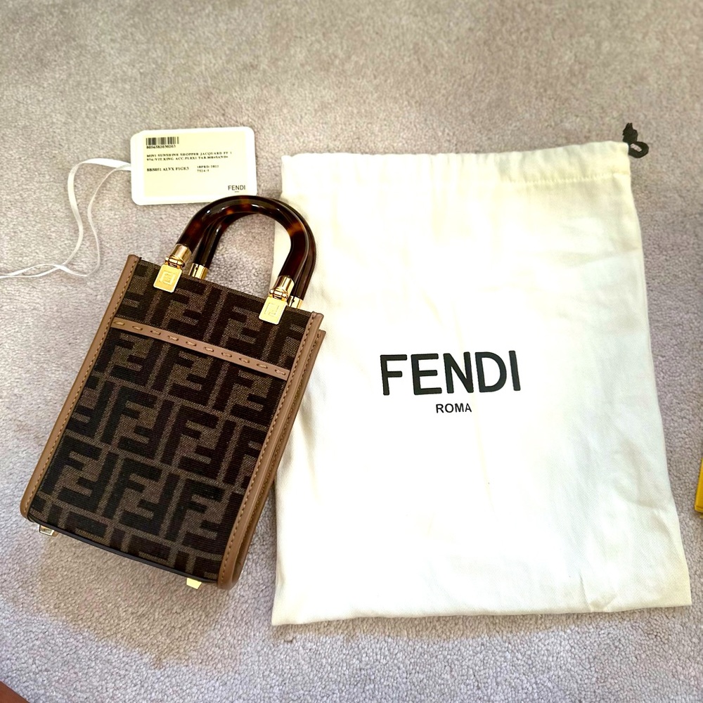 NWT Fendi jacquard mini sunshine shopper